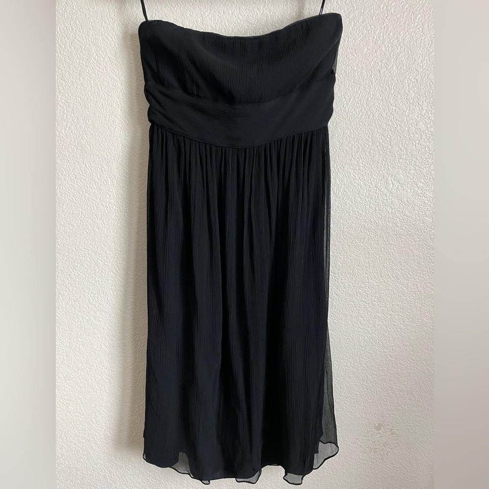 J Crew 100% silk flowy midi strapless cocktail dress
